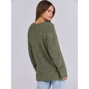 ANRABESS Long Sleeve Women's V Neck Casual Sweater