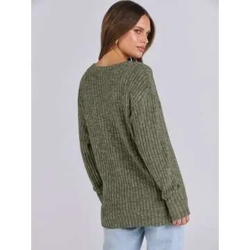 ANRABESS Long Sleeve Women's V Neck Casual Sweater