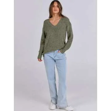 ANRABESS Long Sleeve Women's V Neck Casual Sweater