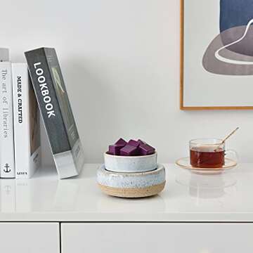 Ceramic Yankee Wax Warmer,Wax Melt Warmer,Wax Melter for Scented Wax, Jar Candles or Essential Oil, Candle Wax Burner Gifts for Spa Home Office Women as Gifts for Mom Grandma Women Girls