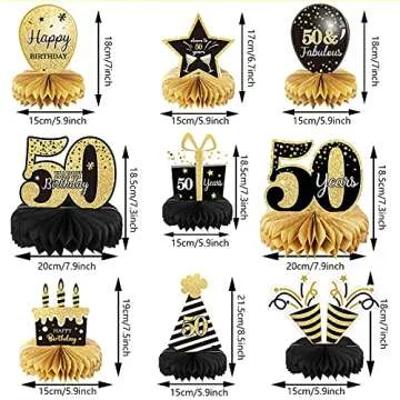 9 Pieces 50th Birthday Decoration 50th Birthday Centerpieces for Tables Decorations Cheers to 50 Yea...