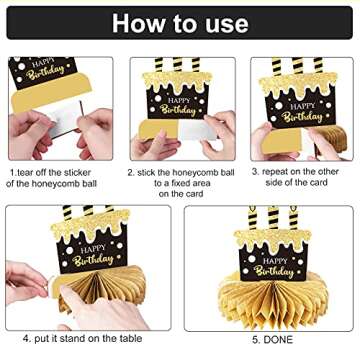 9 Pieces 50th Birthday Decoration 50th Birthday Centerpieces for Tables Decorations Cheers to 50 Years Honeycomb Table Topper for Men and Women Fifty Years Birthday Party Decoration Supplies(50th)