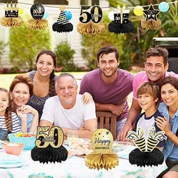 9 Pieces 50th Birthday Decoration 50th Birthday Centerpieces for Tables Decorations Cheers to 50 Years Honeycomb Table Topper for Men and Women Fifty Years Birthday Party Decoration Supplies(50th)