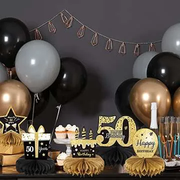 9 Pieces 50th Birthday Decoration 50th Birthday Centerpieces for Tables Decorations Cheers to 50 Years Honeycomb Table Topper for Men and Women Fifty Years Birthday Party Decoration Supplies(50th)