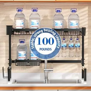 SNSLXH 2-Tier Over The Sink Dish Drying Rack, Kitchen Large Dish Drying Rack Over The Sink, Suitable for Most Sinks, Effective Dish Drying, Kitchen Drying Rack（24.8"-35.4"）