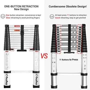 Ohuhu 12.5 FT Telescoping Ladder | Easy One-Button Use