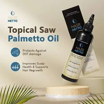 HAIRMETTO® Topical Saw Palmetto and Pumpkin Seed Oil Extract for Hair Loss, Strengthens Hair Roots,...
