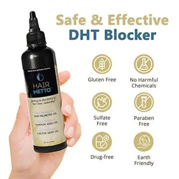 HAIRMETTO® Topical Saw Palmetto and Pumpkin Seed Oil Extract for Hair Loss, Strengthens Hair Roots, Soothes Dry Scalp, with Rosemary, Castor Oil, and Lavender Scent, 4oz Bottle