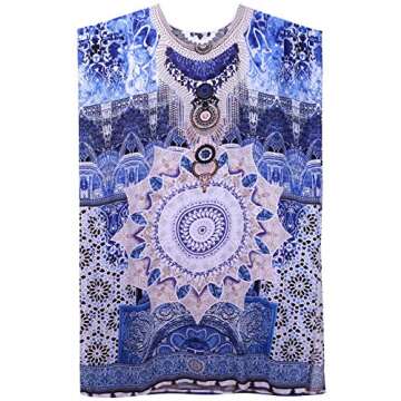 GRACIN Plus Size Kaftan Dress African Caftan Beach Cover Up Lounger Nightdress for Women (One Size, Blue2)