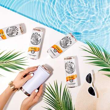 Maars Skinny Can Cooler for Slim Beer & Hard Seltzer | Stainless Steel 12oz Sleeve, Double Wall Vacuum Insulated Drink Holder - White Leopard