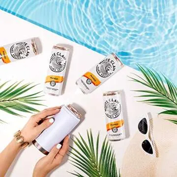 Maars Skinny Can Cooler for Slim Beer & Hard Seltzer | Stainless Steel 12oz Sleeve, Double Wall Vacuum Insulated Drink Holder - White Leopard