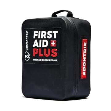 Uncharted Supply Co. First Aid Plus Kit - Portable Emergency First Aid Bag with Medical Supplies for Travel, Outdoor Recreation, Car, or Home Use - Black