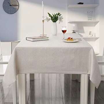 MikiUp Faux Linen Rectangle Tablecloth - Elegant & Practical
