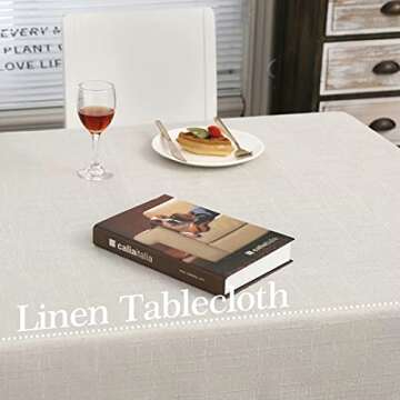 MikiUp Faux Linen Rectangle Tablecloth - Elegant & Practical