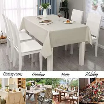 MikiUp Faux Linen Rectangle Tablecloth - Elegant & Practical
