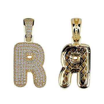 Apzzic Iced Out Letter Necklace A-Z 26 Capital Initial Alphabet Name Necklace Stainless Steel Rope Chain for Women Men Gold R