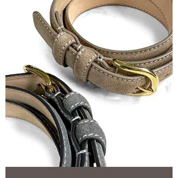Cowboy Craft Women's Leather Belt Fashion Waist Genuine Suede Leather Belts For Jeans Dress 1"(25mm) Wide (Brown, 32)