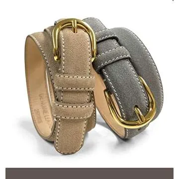 Cowboy Craft Women's Leather Belt Fashion Waist Genuine Suede Leather Belts For Jeans Dress 1"(25mm) Wide (Brown, 32)