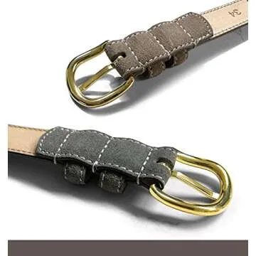 Cowboy Craft Women's Leather Belt Fashion Waist Genuine Suede Leather Belts For Jeans Dress 1"(25mm) Wide (Brown, 32)