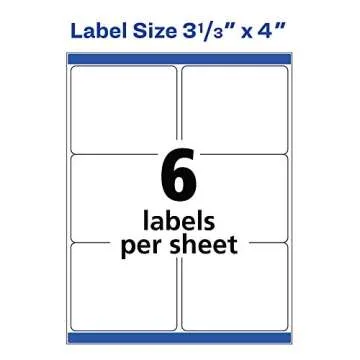 Avery Printable Shipping Labels with Sure Feed, 3-1/3" x 4", White, 150 Blank Mailing Labels (5264)