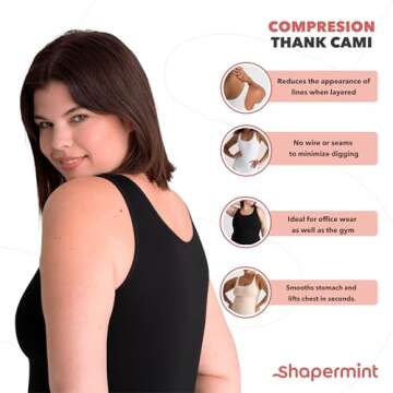 SHAPERMINT Compression Tank Cami - High Compression Shapewear for Ladies