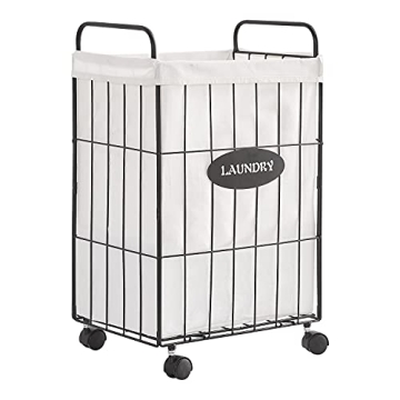 Mxfurhawa Stylish Rolling Laundry Hamper with Detachable Liner