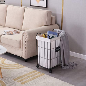 Mxfurhawa Stylish Rolling Laundry Hamper with Detachable Liner