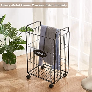 Mxfurhawa Stylish Rolling Laundry Hamper with Detachable Liner