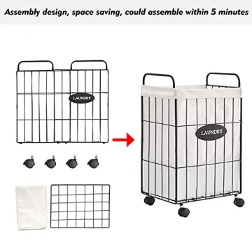 Mxfurhawa Stylish Rolling Laundry Hamper with Detachable Liner