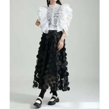 Elegant A-Line Tulle Skirt with 3D Polka Dots - Versatile Style