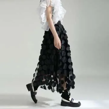 Elegant A-Line Tulle Skirt with 3D Polka Dots - Versatile Style