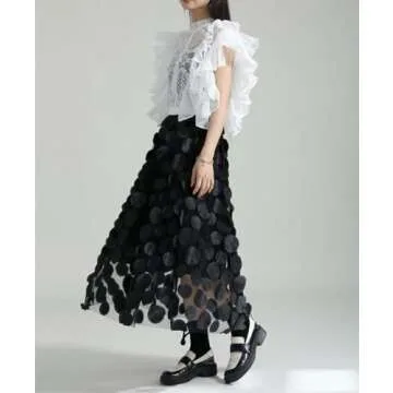 Elegant A-Line Tulle Skirt with 3D Polka Dots - Versatile Style