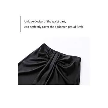 Verreisen Women's Elegant Flowy Satin A-line Midi High Waist Knee Length Casual Skirt for Women Wedding and Business Work Black