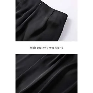 Verreisen Women's Elegant Flowy Satin A-line Midi High Waist Knee Length Casual Skirt for Women Wedding and Business Work Black