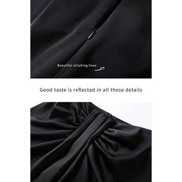Verreisen Women's Elegant Flowy Satin A-line Midi High Waist Knee Length Casual Skirt for Women Wedding and Business Work Black