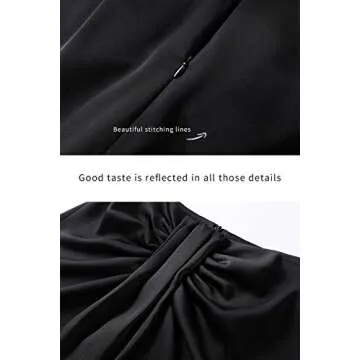 Verreisen Women's Elegant Flowy Satin A-line Midi High Waist Knee Length Casual Skirt for Women Wedding and Business Work Black