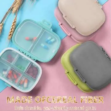 [5 Pack] Travel Pill Organizer 8 Compartments Easy Open Lid Portable Pill Case Daily Pill Organizer Moisture Proof Small Pill Box for Pocket (Blue+Gray+Pink+Khaki+Green)