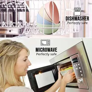 shopwithgreen Wheat Straw Cereal Bowls, Resuable Bowls for Kitchen, Set of 4, Microwave and Dishwasher Safe, for Soup, Oatmeal, Ramen, RV, Camping, Kids, College Dorm Room, 26OZ