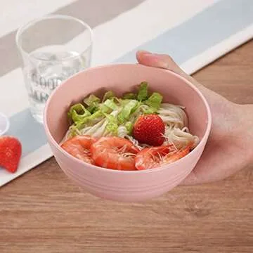 shopwithgreen Wheat Straw Cereal Bowls, Resuable Bowls for Kitchen, Set of 4, Microwave and Dishwasher Safe, for Soup, Oatmeal, Ramen, RV, Camping, Kids, College Dorm Room, 26OZ