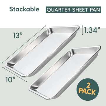 Ultra Cuisine Quarter Baking Sheet Pan Set of 2- Professional Bakeware for Roasting, Cooking & More ...