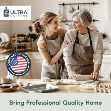 Ultra Cuisine Quarter Baking Sheet Pan Set of 2- Professional Bakeware for Roasting, Cooking & More - Food Safe, Warp Resistant, Bake Trays for Oven - Rimmed Cookie Sheets for Baking (Aluminum 9x13")