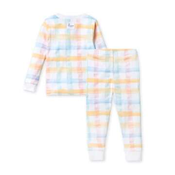 Burt's Bees Baby Baby Boys' Pj Set, Tee and Pant 2-piece Pajamas, 100% Organic Cotton, Muti Buffalo Check, 8 Years