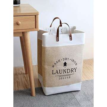 Lihio Laundry Baskets Collapsible Laundry Bag for Bedroom Laundry Hampers Clothes Storage Organier Decorative with Handle for Bathoom Home 13.8"x22"