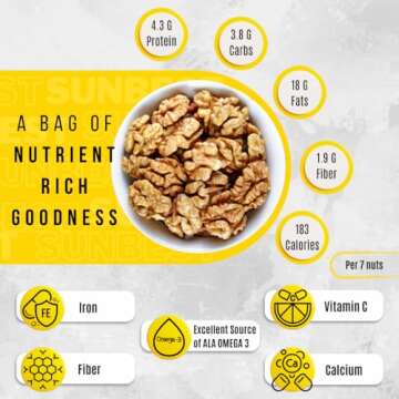 Sunbest Natural - California Walnuts, Halved, Raw, 48 ounces (3 lbs) - Distinct and Superior to Organic | Packed with Healthy Omega-3s | Non-GMO | Vegan | Paleo | Keto | Kosher | Resealable bag for Freshness - 3 lbs