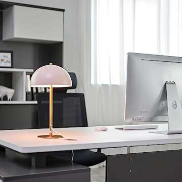 Globe Electric 52332 15" Desk Lamp, Matte Pink, Matte Brass Accents, in-Line On/Off Rocker Switch