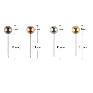 SUBANG 800 Pieces Map Tacks 1/8-Inch Retro Metallic Color Beads Head Marking Push Pins, 4 Colors