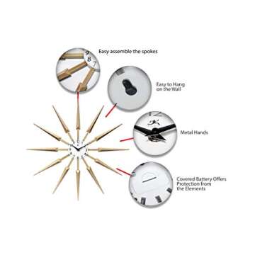 Infinity Instruments 24" Sunburst Wall Clock - Tan Finish