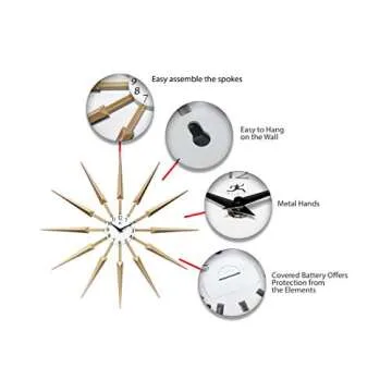 Infinity Instruments 24" Sunburst Wall Clock - Tan Finish