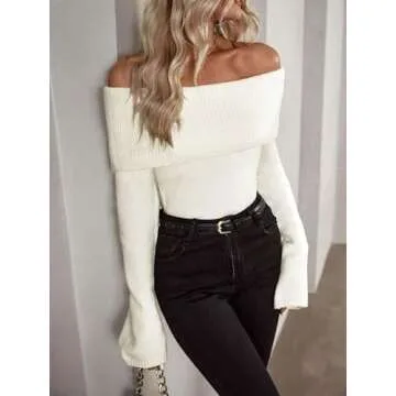Labolliy Off Shoulder Sweater for Stylish Fall Looks