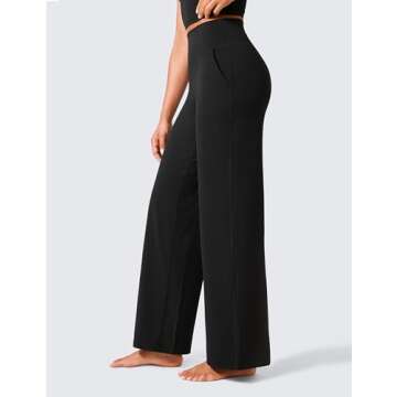 CRZ YOGA Womens Butterlift High Waisted Wide Leg Pants with Pockets 31" - Yoga Lounge Pants Buttery Soft Comfy Casual Black X-Large